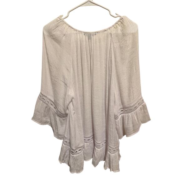 Zac & Rachel White Women’s Loose Peasant Blouse Ruffle Sleeve Hem Plus Size 2X - Picture 7 of 11